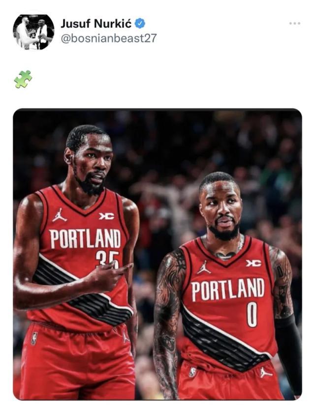 利拉德晒自己与杜兰特合照 KD今夏要转投开拓者？